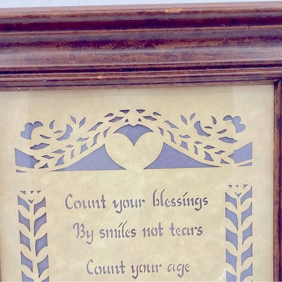 “Scherenschnitte” Or Scissor Cuts On Paper Of “Count Your Blessings” Framed Art - Picture 5 of 6